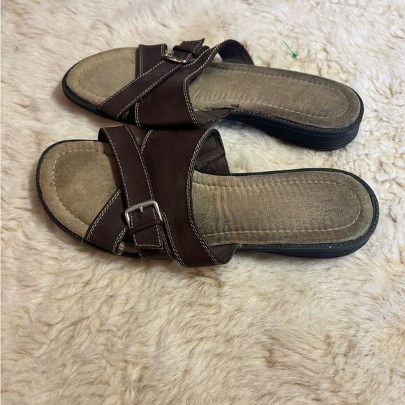 Comfort Plus by Predictions Brown Slide Sandals size 11W - Picture 3 of 5